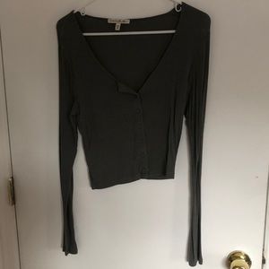 Express one eleven army green long sleeve button